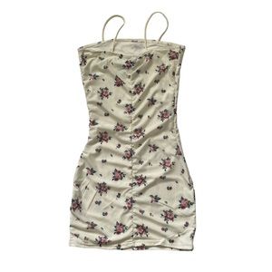 Off White Floral Spaghetti Strap Mini Dress Size Small
